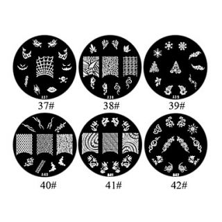1PCS 2D Metal Flowers Nail Art Image Stamp Plate (Assorted Colors,NO.37 42)