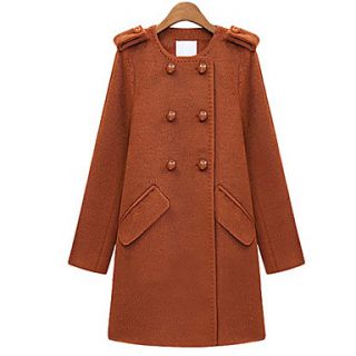 Womens Doubule breasted Tweed Coat with Detachable Fur Detail