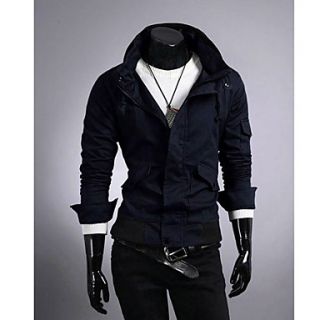 Mens Stand Collar Hoodie Jacket with Pocket