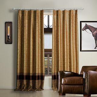 (One Pair) Brown Check Embroidery Room Darkening Curtain