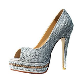 Fashion Leatherette Stiletto Heel Peep Toe Pumps With Rhinestone Party/Evening Shoes