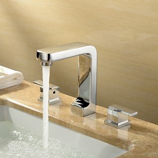 Contemporary Widespread Two Handles Chrome Finish Bathroom Sink Faucet
