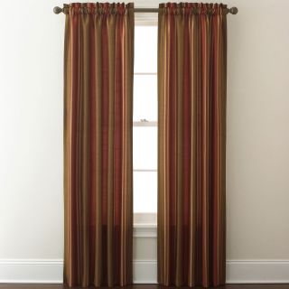 Faux Silk Stripe Rod Pocket Curtain Panel, Burgundy