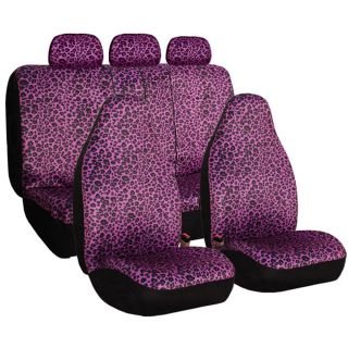 Fh Group Purple Leopard Print Full Set Car Seat Covers
