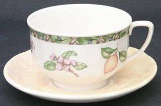 Johnson Brothers Arcadia (Fruit) Breakfast Cup & Cream Soup Saucer Set, Fine Chi