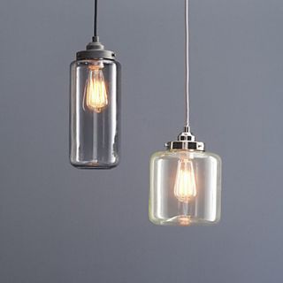 60W Modern Pendant Light with 2 Lights and Glass Bottle Shade