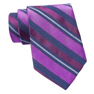 CLAIBORNE Textured Stripe Silk Tie, Plum, Mens