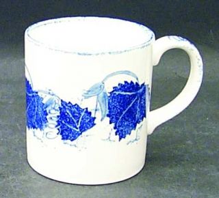 Poole Pottery Blue Leaf Mug, Fine China Dinnerware   Blue Leaves On Rim