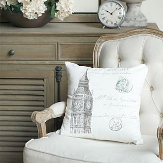 European Tower Cotton/Linen Decorative Pillow Cover