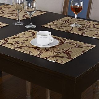 Set Of 4 Traditional Polyester Floral Placemats
