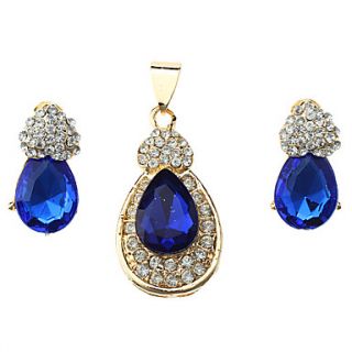 Water Droplets Shape Pendant and Earrings Jewelry Set