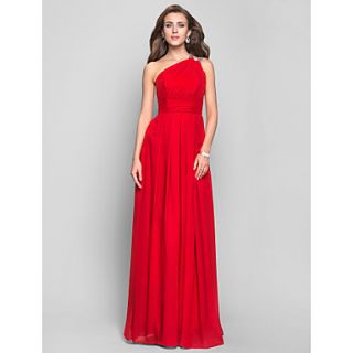 Sheath/Column One Shoulder Floor length Chiffon Evening/Prom Dress (551342)