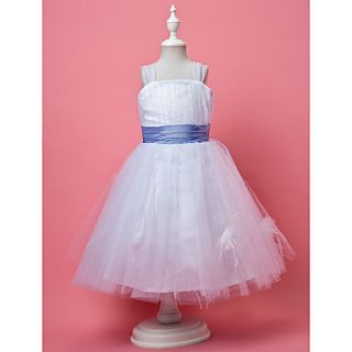 A line Princess Straps Square Tulle Flower girl dress(551508)