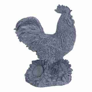 Rich Grey Visually Appealing Ceramic Rooster Sculpture (Rich grey colorMaterials CeramicSetting OutdoorIncludes One (1) ceramic rooster sculptureDimensions 18 inches high x 14 inches wide x 8 inches deep )