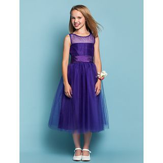 A line Princess Jewel Tulle Flower girl DRESS
