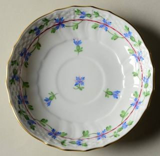 Herend Blue Garland (Pbg) Saucer for Flat Cup, Fine China Dinnerware   Blue Flow
