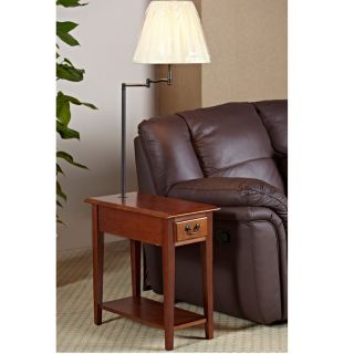 Chairside Oak End Table with Swing Arm Lamp Multicolor   9037 MED