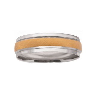 Mens 10K Two Tone Gold 6mm Wedding Band, Two Tone