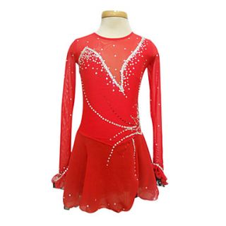 Dumb Light Spandex Elasticated Ｎet Long sleeved Figure Skating Clothing Red