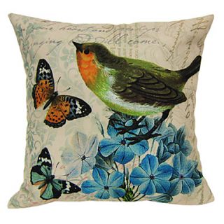 Nauty Birds Cotton/Linen Decorative Pillow Cover