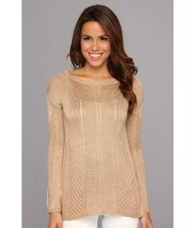 525 america Pointelle Pullover Womens Sweater (Tan)