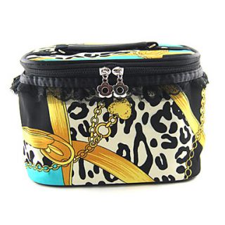 Make up/Cosmetic Bag with Mirror Yellow Lace Leopard Chain Pattern(Random Color,19x13x12cm)