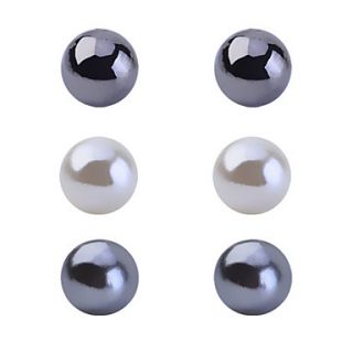 Vintage Alloy Pearl Earrings (3 Pairs)