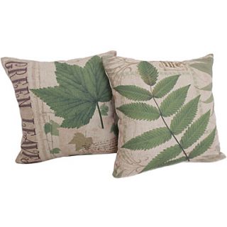 Set of 2 Country Green Life Cotton/Linen Decorative Pillow Cover