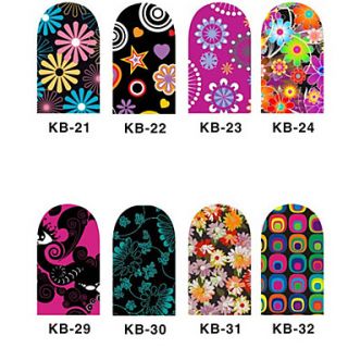 12PCS 3D Full cover Nail Art Stickers Cartoon Flower Series(NO.4,Assorted Color)