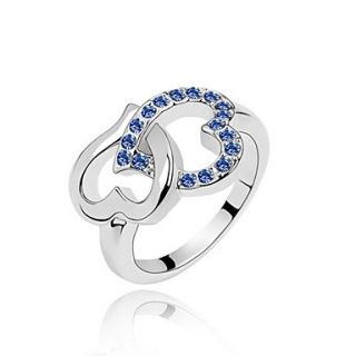 Charming Hearts Design Platinum Plated Crystal Ring(More Colors)