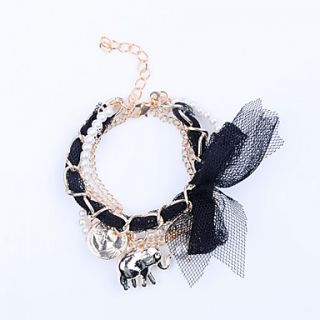 Chiffon Bowknot Alloy Elephant Pendant Bracelet