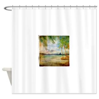  tropical sunset   retro styled pict Shower Curtain  Use code FREECART at Checkout