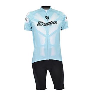 Kooplus 100% Polyester Short Sleeve Quick Dry Mens BIB Short Cycling Suits(Green And White)