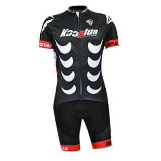 Kooplus 100% Polyester Short Sleeve Quick Dry Mens BIB Short Cycling Suits(Black)
