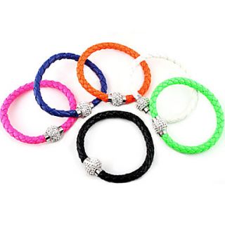 Color Leather Zircon Ball Bracelet(Assorted Colors)