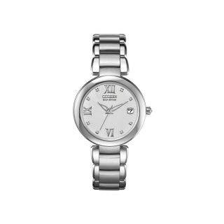 CITIZEN SIGNATURE Marne Womens Diamond Accent Silver Tone Watch EO1110 53A