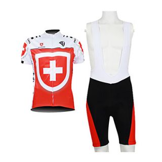 Kooplus 2013 Switzerland Pattern 100% Polyester Short Sleeve Quick Dry Mens BIB Short Cycling Suits