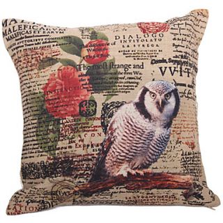 Classic Owl Cotton/Linen Decorative Pillow Cover