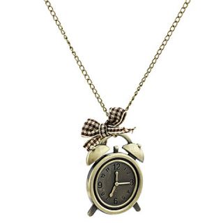 Vintage Alarm Clock Metal Necklace