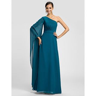 Sheath/Column One Shoulder Floor length Chiffon Bridesmaid Dress(605497)