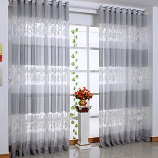 (One Pair) Contemporary Leaf Sheer Curtain