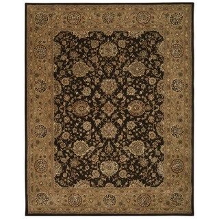 Chocolate Brown Floral Wool Area Rug (99 X 139)
