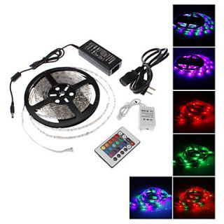 5M 20W 300x3528SMD RGB Light Remote Controlled LED Strip Lamp with AC Adapter (100 240V)
