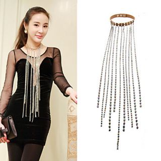 Womens Long Tassels Leather Necklace