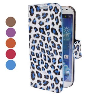 Leopard Print Pattern PU Leather Case with Stand and Card Slot for Samsung Galaxy S4 I9500 (Assorted Colors)