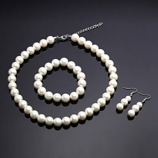 Ivory Alloy And Imitation Pearl Jewelry Set Including Necklace And Earrings