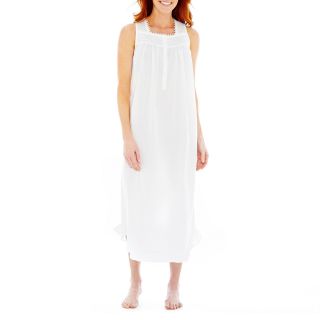 Adonna Sleeveless Cotton Nightgown, White, Womens