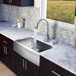 Vigo Industries VG15129 Kitchen Sink Set, All In One 33 Farmhouse Sink amp; Faucet Stainless Steel