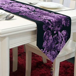 European Purple Cut Velvet Polyester Table Runners