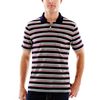 St. Johns Bay Bar Striped Polo Shirt, Grey, Mens